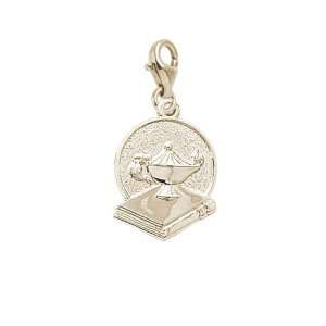 Rembrandt Charms Book and Lamp on Disc Charm with Lobster Clasp, Gold 