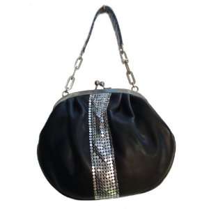   with Rhinestone Accent Evening Bag Purse in Black 