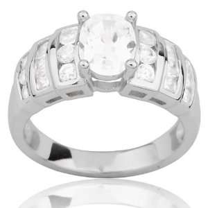  Sterling Silver and Cubic Zirconia Stair Step Ring 