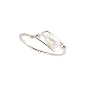  STERLING SILVER WIRE RING FRESH WATER PEARL SIZE 4 