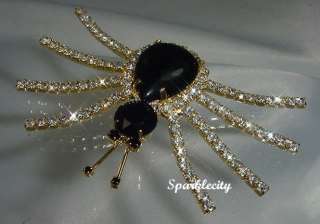   Halloween SPIDER PIN BROOCH with SWAROVSKI CRYSTALS MINT in box  