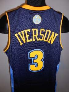   IVERSON Denver NUGGETS Large L SWINGMAN Adidas Sewn Jersey 9HZ  