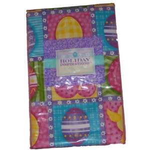  Vinyl Tablecloth 60 Inch Round Easter Bunny and Easter 