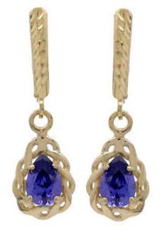NATURAL 1.43 carats TANZANITE EARRINGS 14K GOLD lever back style 