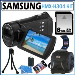  Samsung HMX H304 16GB HD Camcorder in Black + 8GB 