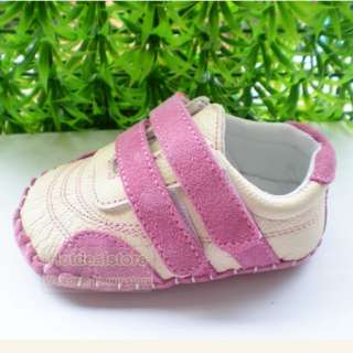 New Toddler Baby Girls Pink Leather Soft Sole Walking Velcro Shoes 3 