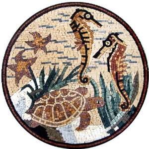  24 Seahorse Marble Mosaic Stone Wall Pool Floor Tile 