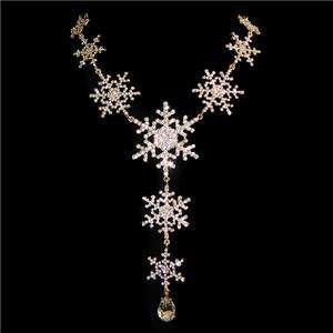 Snowflake Necklace Pendant Clear Swarovski Crystal Flower Floral 