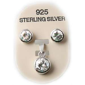  Sterling Silver Earring   Pendant Set with 18 Necklace 