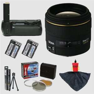  Sigma 30mm f/1.4 EX DC HSM Autofocus Lens & Opteka Battery 