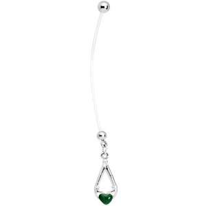  Green Heart Claddagh Pregnant Belly Ring Jewelry