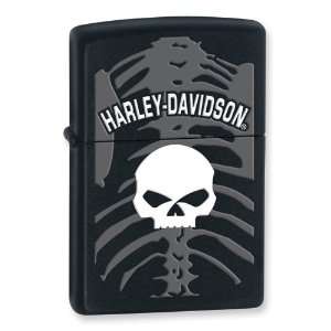   Zippo Harley Davidson Skull and Skeleton Black Matte Lighter Jewelry