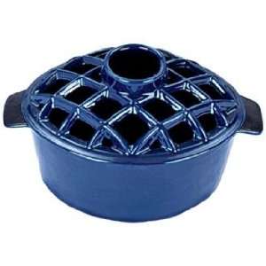   Quart Blue Cast Iron Steamer Pot with Lattice Top