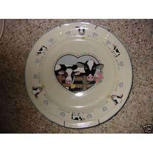   Whimsical Plate by Tienshan Stoneware, Cows, Hearts 