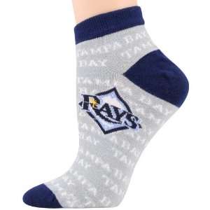   Bay Rays Ladies Gray Background Repeat Ankle Socks