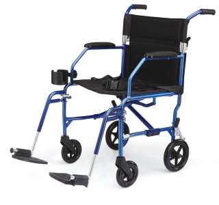 medline freedom ultra light transport wheelchair blue super light
