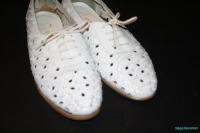 Womens white wicker look leather shoes 8 1/2 8.5  