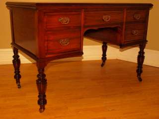   Victorian Mahogany Leather Top Console Writing Table Desk 