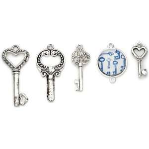  Blue Moon Tokens Metal Charms 5/Pkg Antique Silver 