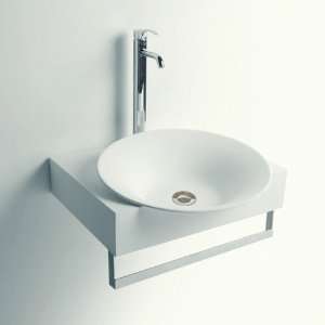   Resin Sink with Towel Rack   White Matte Finish