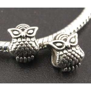  Owl Antique Silver Charm Bead for Bracelet or Necklace 
