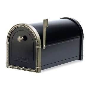  Black Post Mount Residential Mailbox with Antique