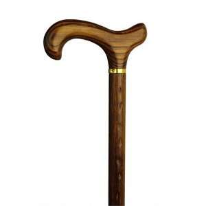 cane has a scorched derby handle and hard wood shaft. This wooden cane 